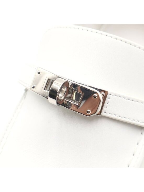 Game slip-on sneaker - White | Hermès Canada Hermes Game Kelly Buckle Sneakers White Leather Silver Shoes